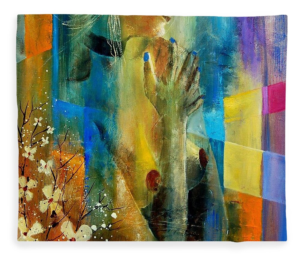 Nude Fleece Blanket featuring the painting Nude 5609082 by Pol Ledent