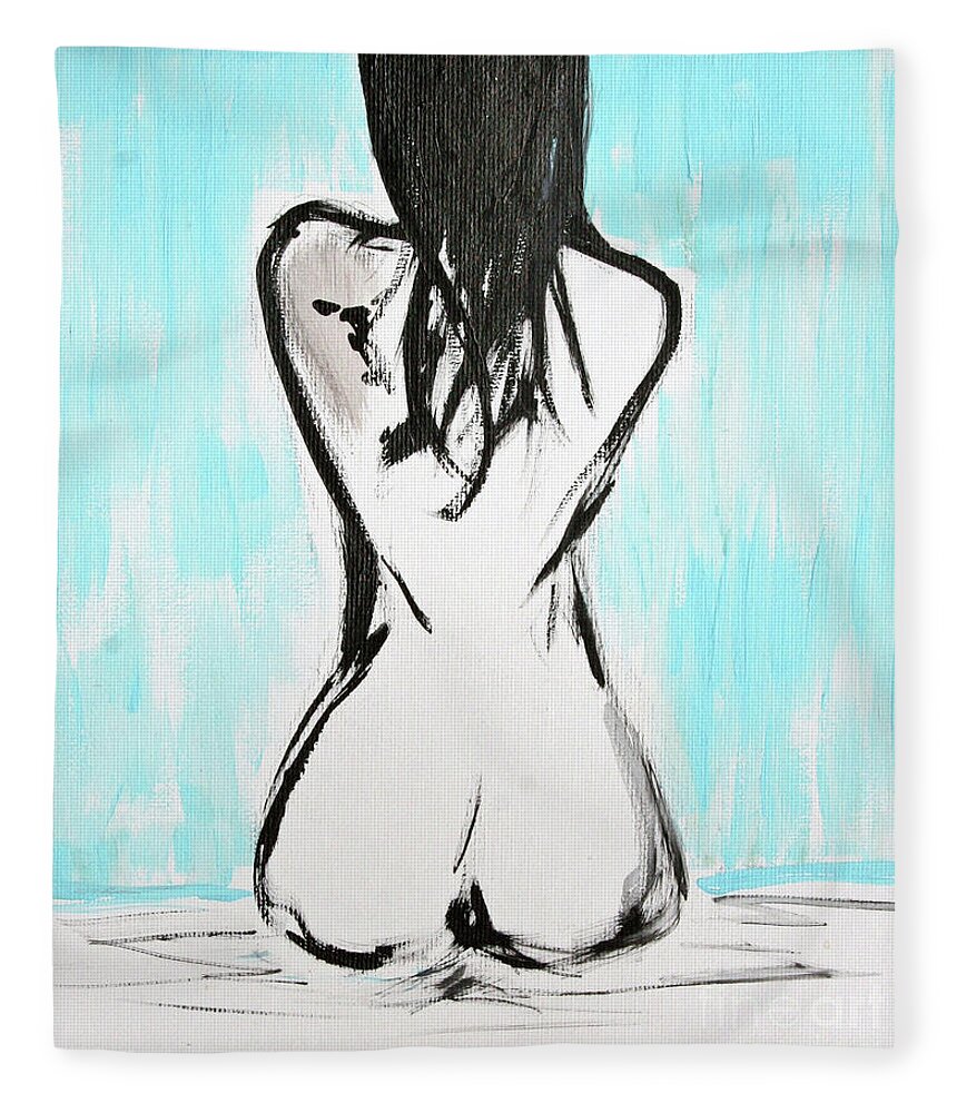 Paintings Fleece Blanket featuring the painting Nude female by Julie Lueders 