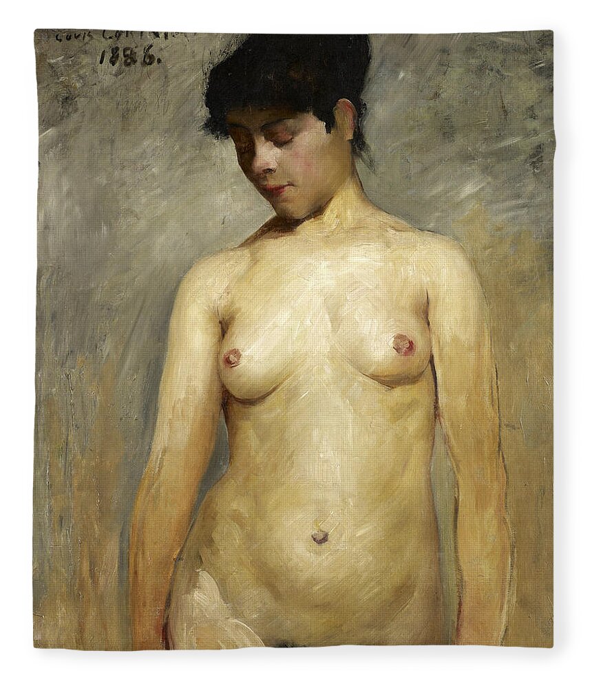 Lovis Corinth Fleece Blanket featuring the painting Nude Girl, A Study by Lovis Corinth