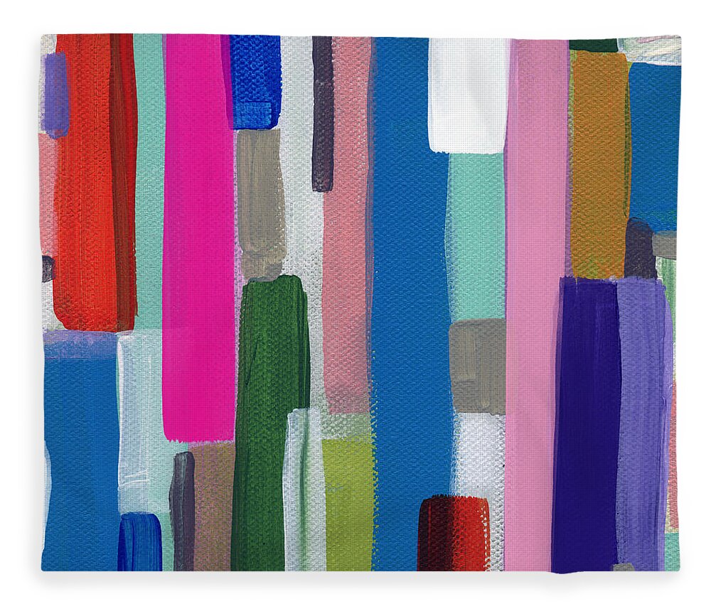 Abstract Painting Fleece Blanket featuring the painting Nyhaven 2- Abstract Painting by Linda Woods