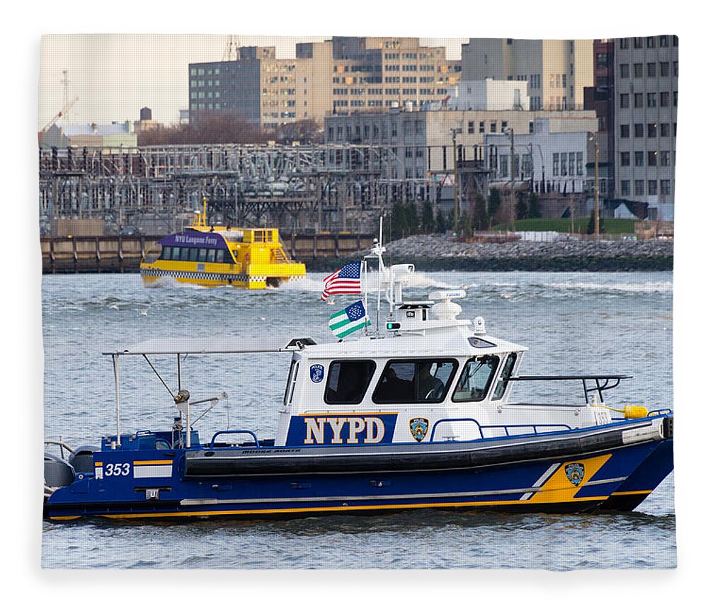 Brooklyn Fleece Blanket featuring the photograph NYPD Harbor Unit by SR Green