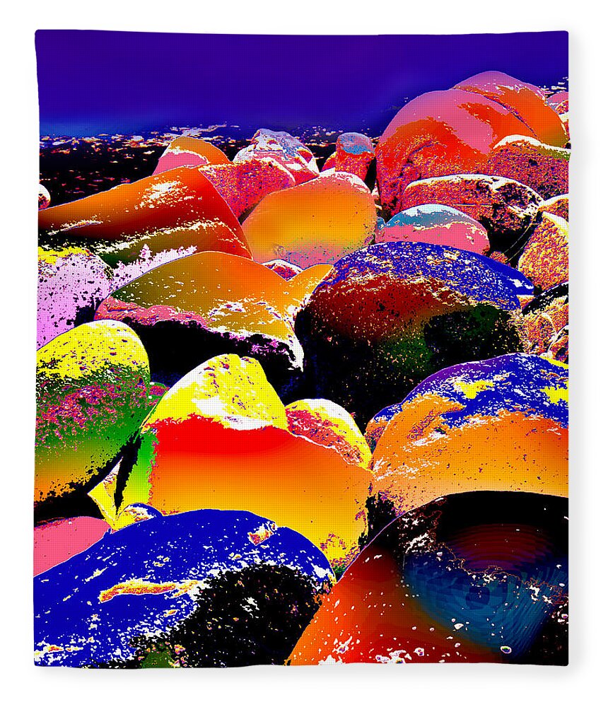 Rocks Fleece Blanket featuring the digital art Oak Creek Rocks by Joe Hoover