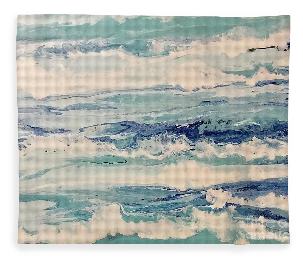 Ocean Fleece Blanket featuring the painting Ocean Blue by Sherry Harradence