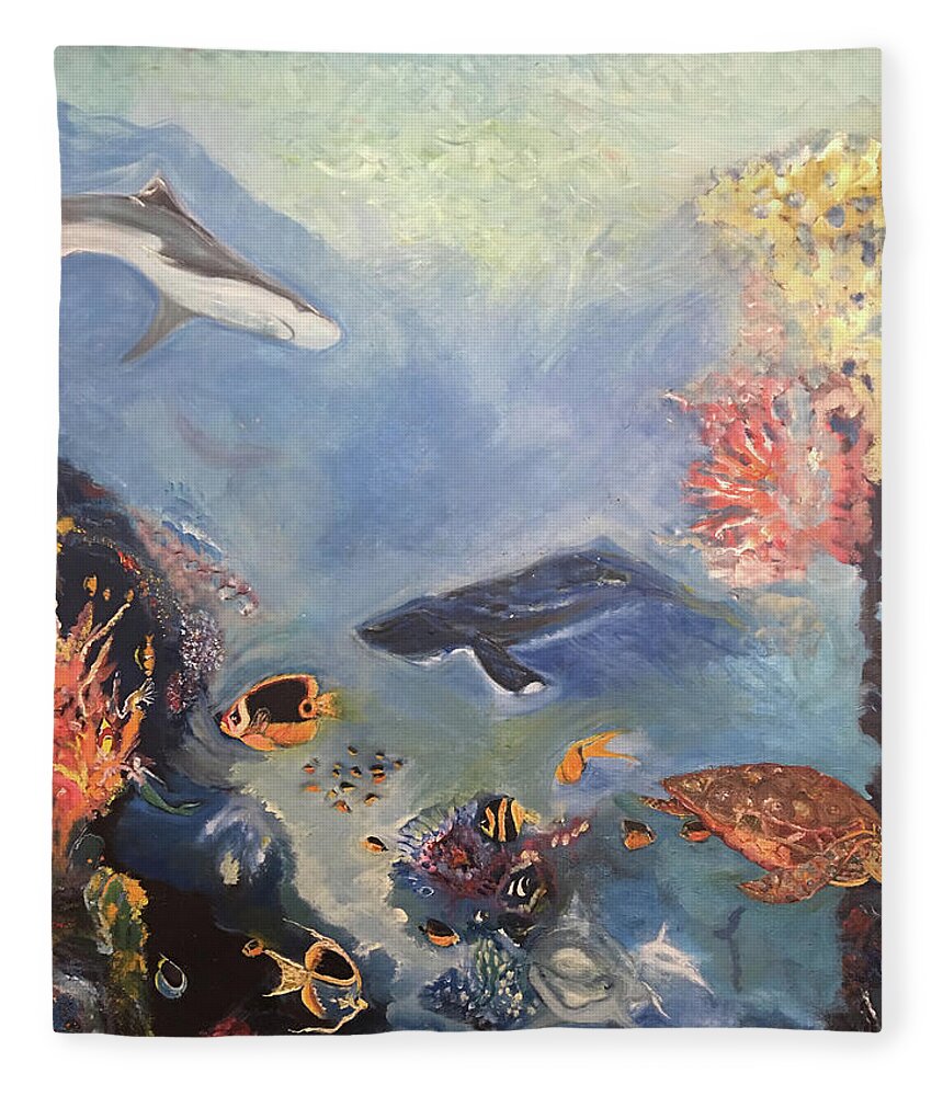  Art Fleece Blanket featuring the painting Ocean by Jack Diamond
