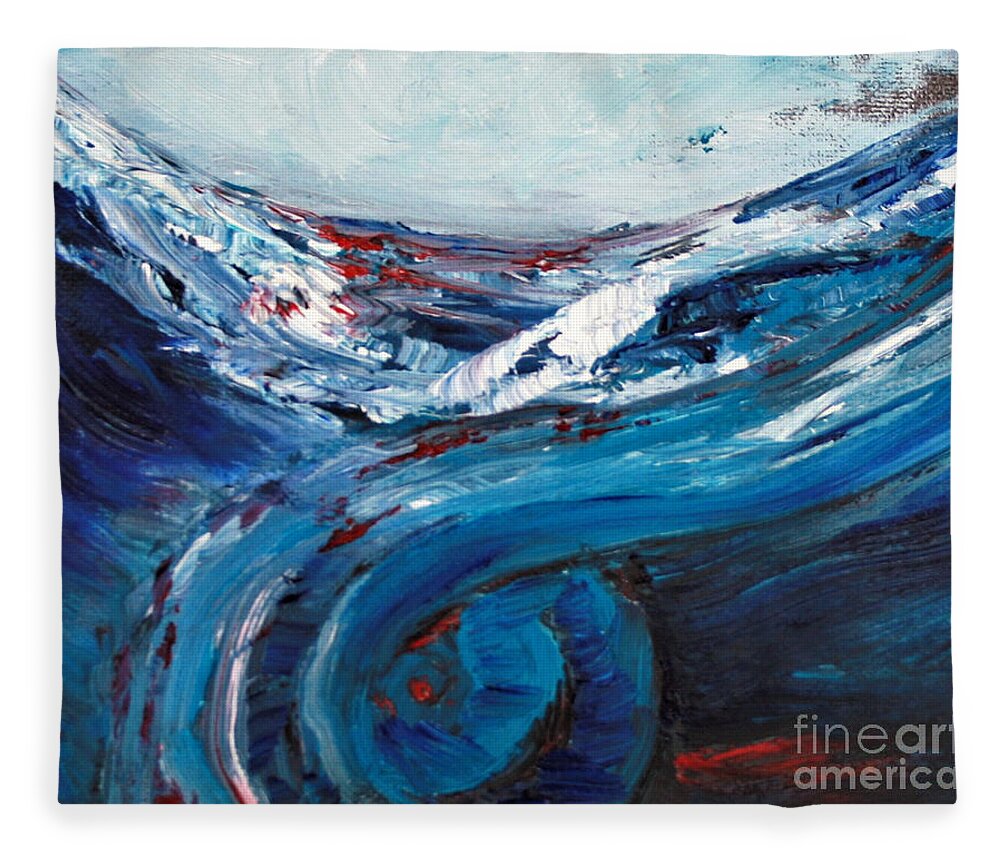 Surf Fleece Blanket featuring the painting Oceanscape by Tracey Lee Cassin
