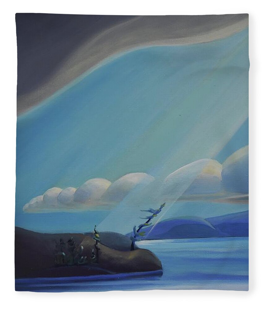 Triptych Fleece Blanket featuring the painting Ode to the North II - Left Panel by Barbel Smith