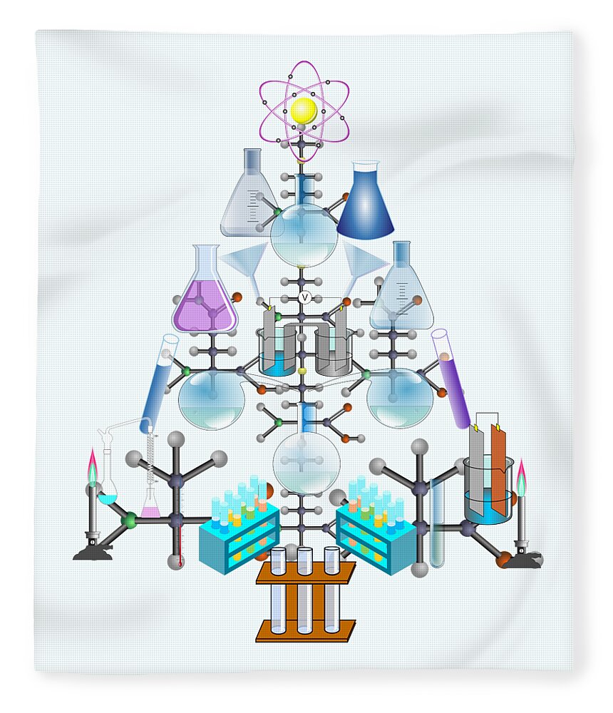 Christmas Tree Fleece Blanket featuring the digital art Oh Chemist Tree - Oh Christmas Tree by Gravityx9 Designs