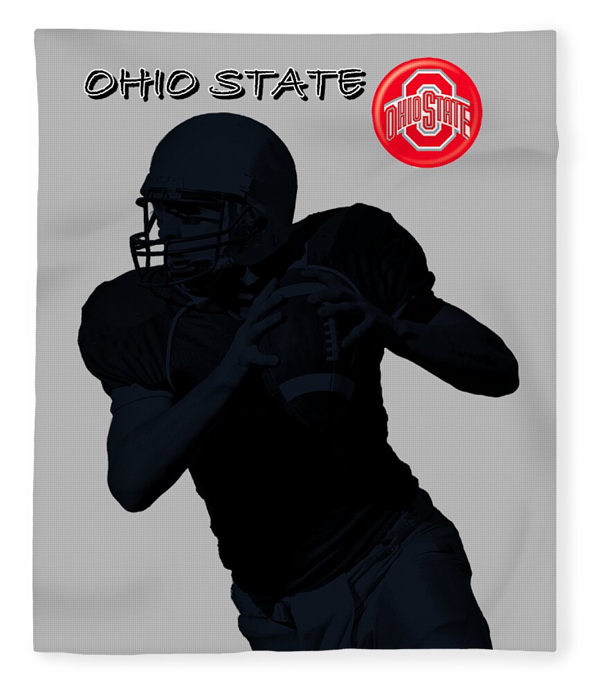 Football Fleece Blanket featuring the digital art Ohio State Football by David Dehner