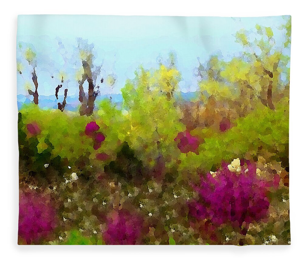 Impressionist Fleece Blanket featuring the digital art Oklahoma Spring Colors by Shelli Fitzpatrick