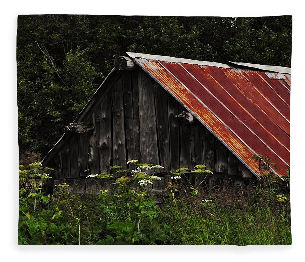Old Alaskan Shed Fleece Blanket featuring the photograph Old Alaskan Shed by Lori Child