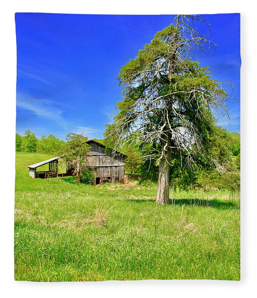 Old Barn Fleece Blanket featuring the photograph Old Barn, Smith Mountain Lake by The James Roney Collection