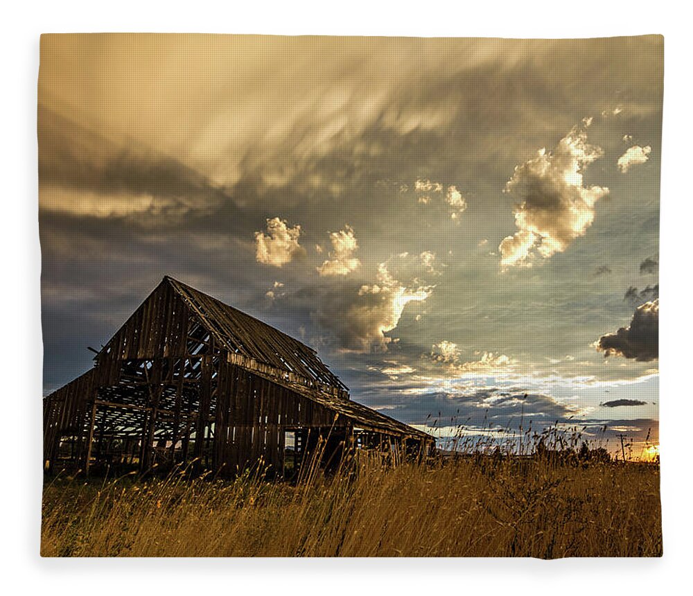 Barn Fleece Blanket featuring the photograph Old Barn by Wesley Aston