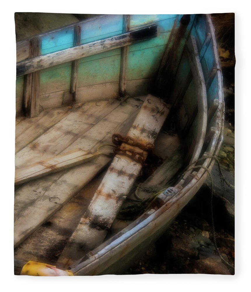 Boat Fleece Blanket featuring the photograph Old Boat 2 Stonington Maine by David Smith