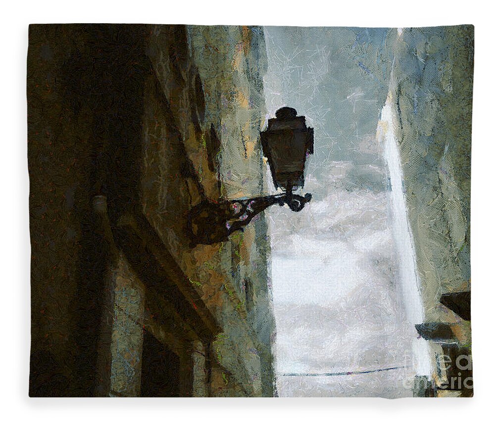 Painting Fleece Blanket featuring the painting Old City Street by Dimitar Hristov