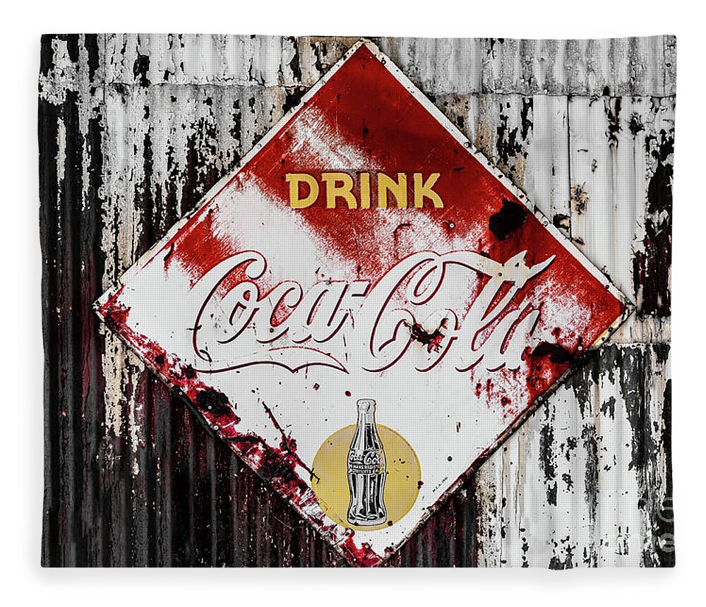 Old Fleece Blanket featuring the photograph Old Coke Sign 2 by M G Whittingham