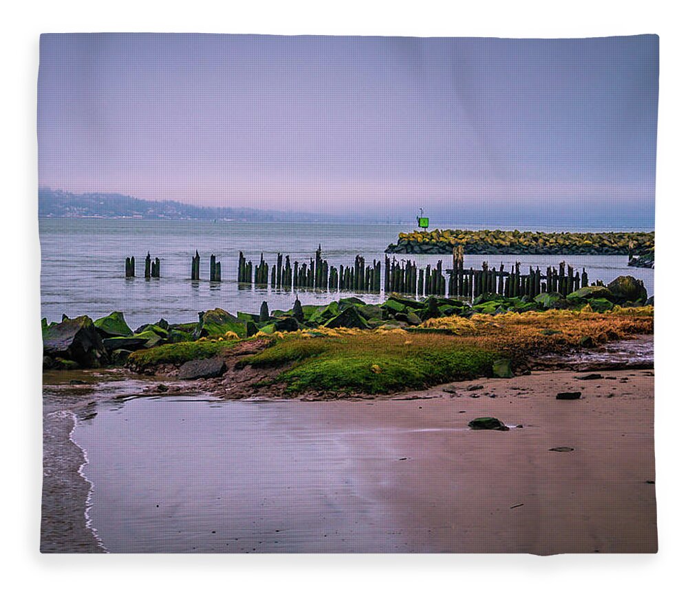 Columbia River Fleece Blanket featuring the photograph Old Columbia River Docks by Bryan Carter