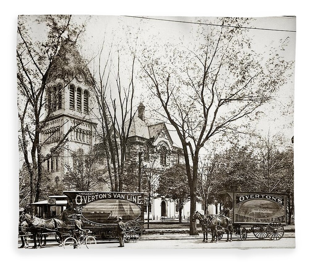 Old Courthouse Fleece Blanket featuring the photograph Old Courthouse Public Square Wilkes Barre PA Late 1800s by Arthur Miller