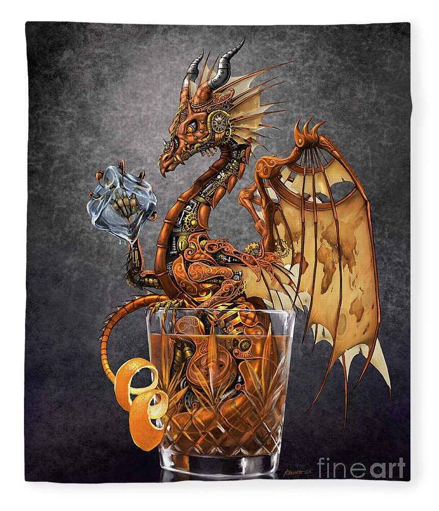 Old Fashioned Fleece Blanket featuring the digital art Old Fashioned Dragon by Stanley Morrison