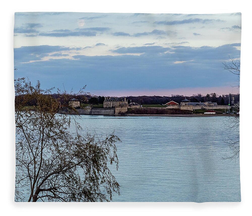 Usa Fleece Blanket featuring the photograph Old Fort Niagara in USA view from Canada by SAURAVphoto Online Store