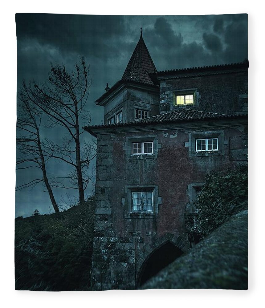 Architecture Fleece Blanket featuring the photograph Old House Under Stormy Sky by Carlos Caetano