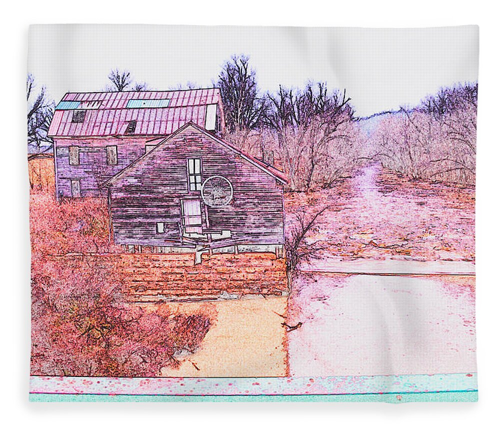 Mill-house Fleece Blanket featuring the photograph Old Mill on Rough River by Stacie Siemsen