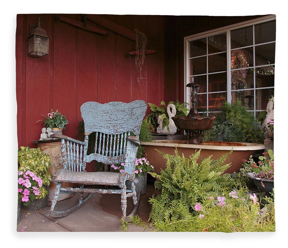 Rocking Fleece Blanket featuring the photograph Old Rockin' Chair by Susan Rissi Tregoning