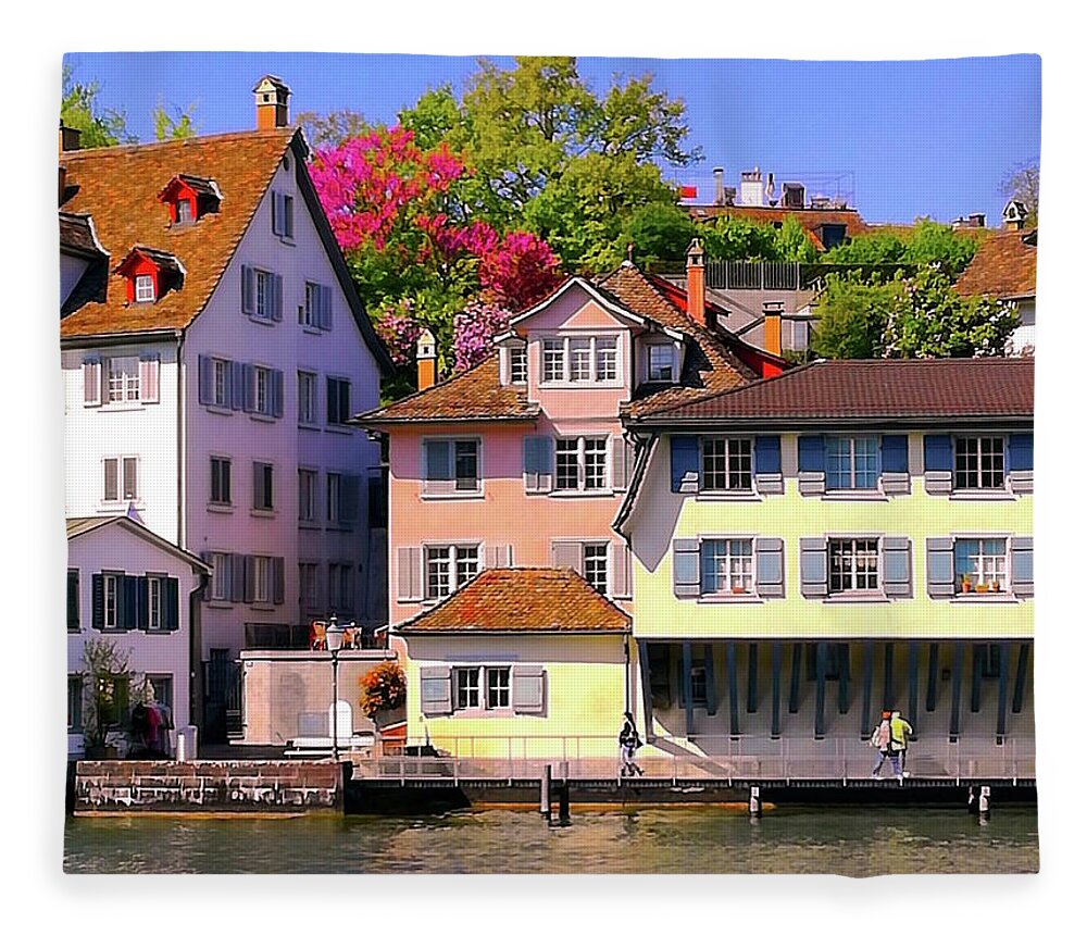 Zurichprint Fleece Blanket featuring the photograph Old Town Zurich, Switzerland by Monique Wegmueller
