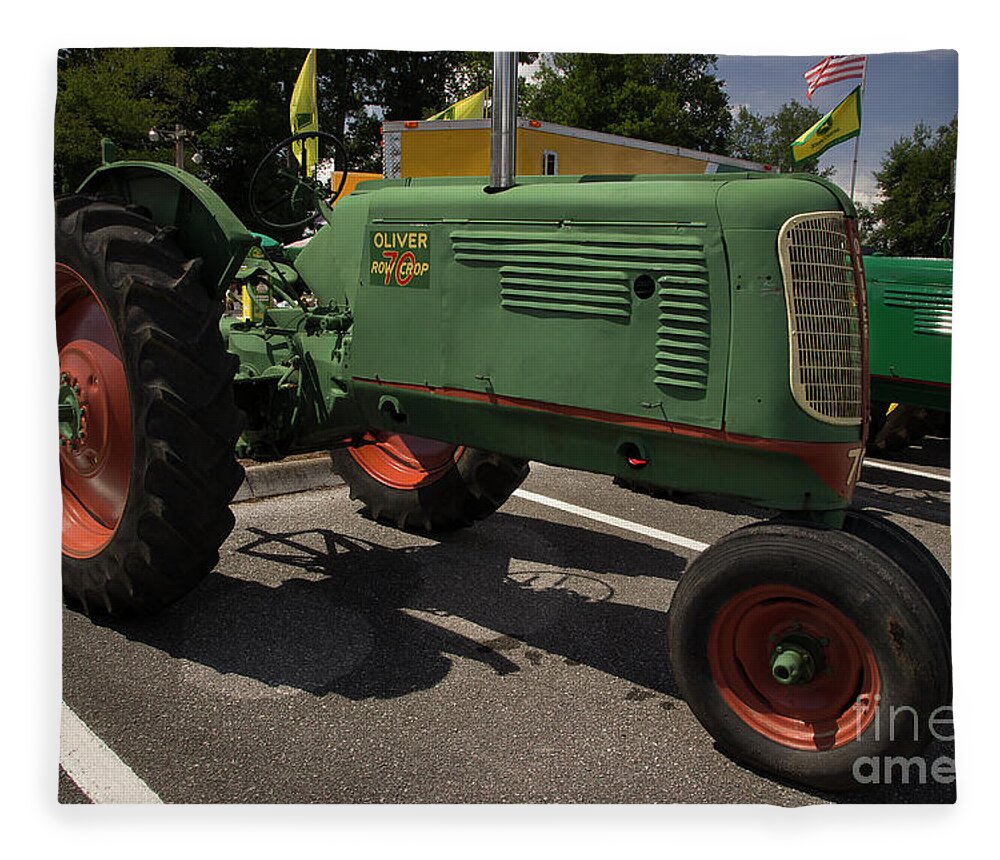 Tractor Fleece Blanket featuring the photograph Oliver Row Crop 70 by Mike Eingle