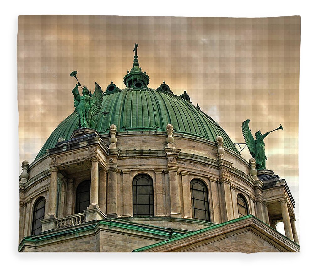 Buildings Fleece Blanket featuring the photograph OLV Basilica #6791 by Guy Whiteley