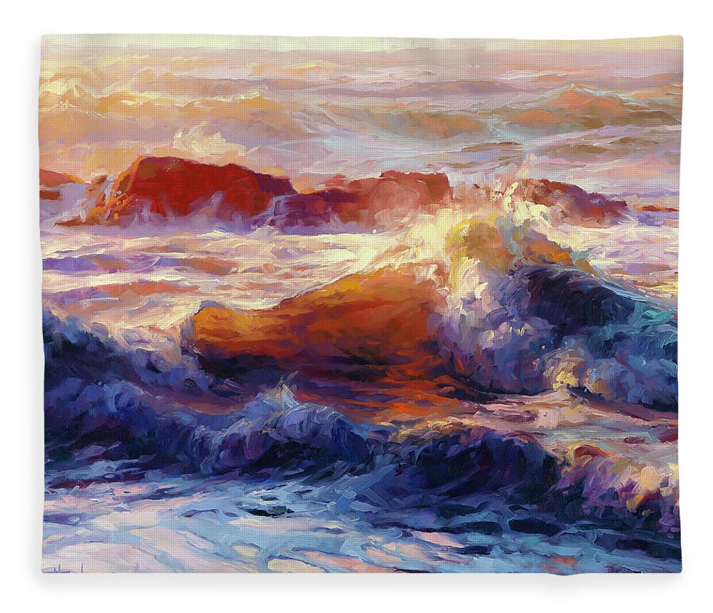 Ocean Fleece Blanket featuring the painting Opalescent Sea by Steve Henderson