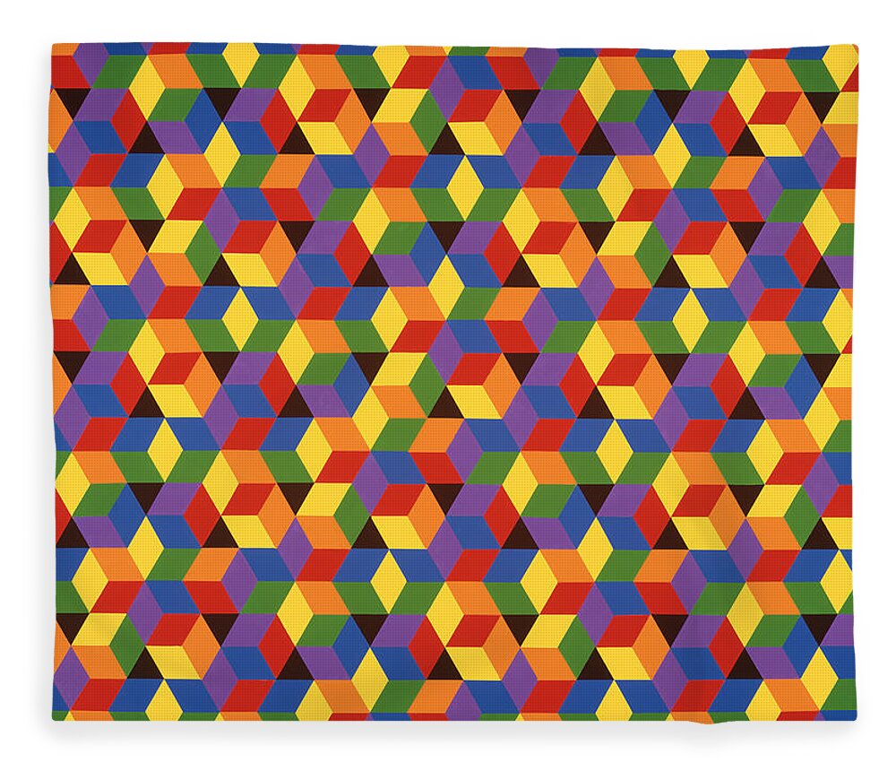 Abstract Fleece Blanket featuring the painting Open Hexagonal Lattice I by Janet Hansen