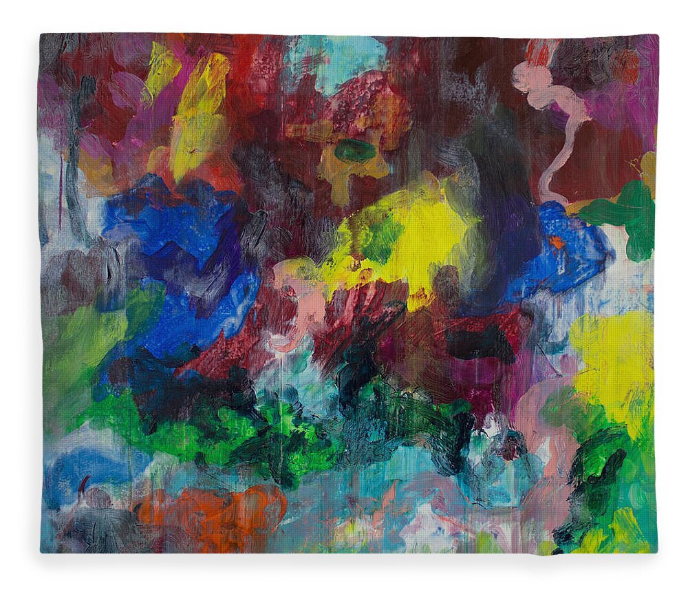 Derek Kaplan Art Fleece Blanket featuring the painting Opt.68.15 Dreaming With Music by Derek Kaplan