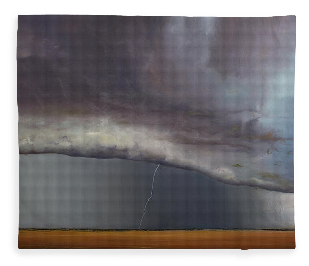 Derek Kaplan Art Fleece Blanket featuring the painting Opt.7.17 Storm by Derek Kaplan