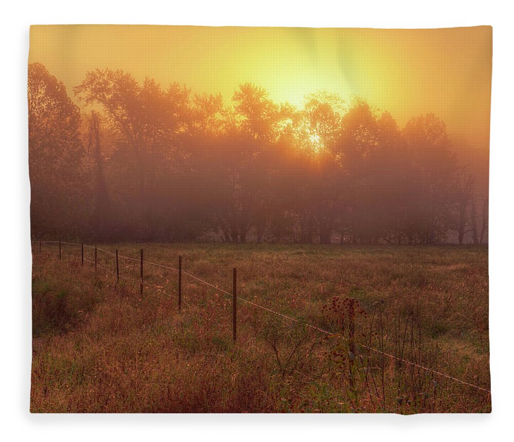 Mist Fleece Blanket featuring the photograph Oranage Dawn by Robert Charity