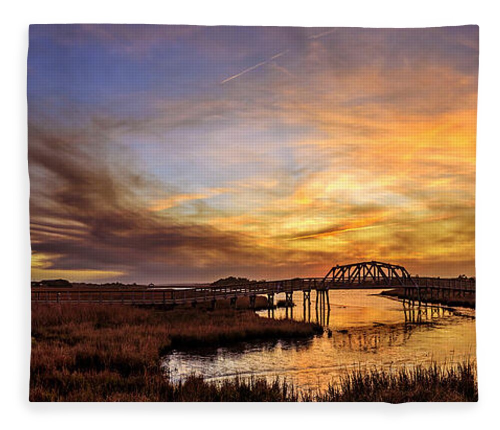 Surf City Fleece Blanket featuring the photograph Orange Crossing by DJA Images