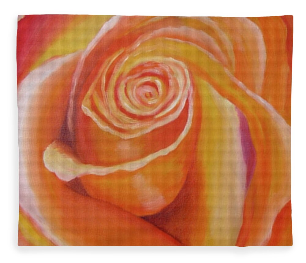 Orange Fleece Blanket featuring the painting Orange Rose by Quwatha Valentine