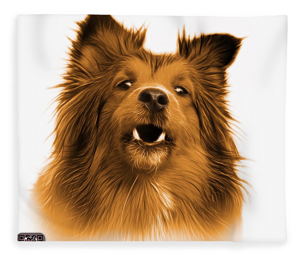 Sheltie Fleece Blanket featuring the painting Orange Sheltie Dog Art 0207 - WB by James Ahn