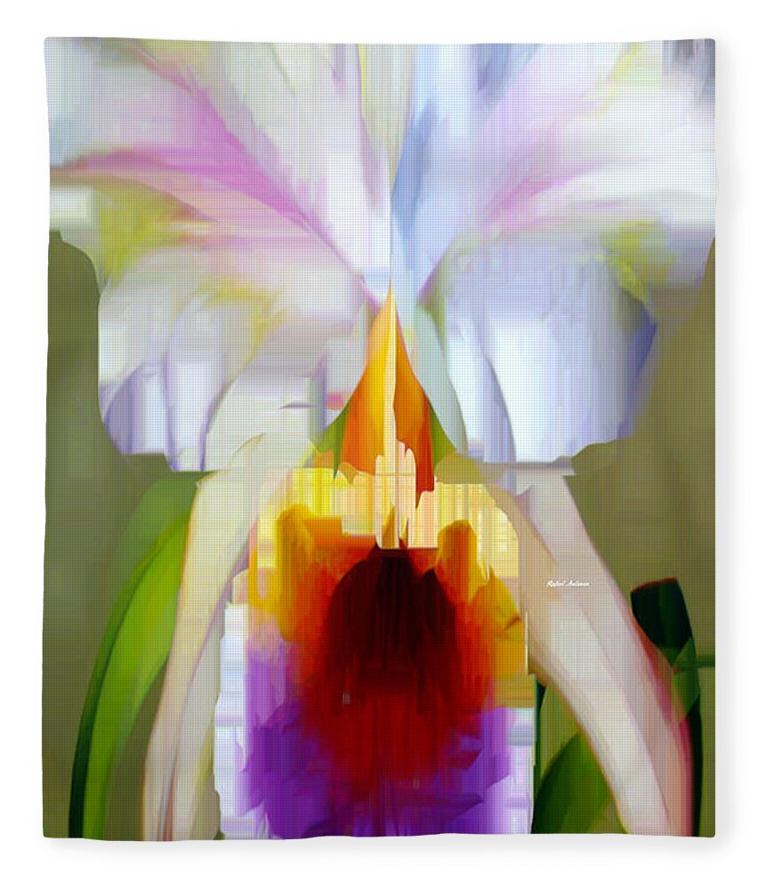 Art Fleece Blanket featuring the digital art Orchid Cattleya by Rafael Salazar