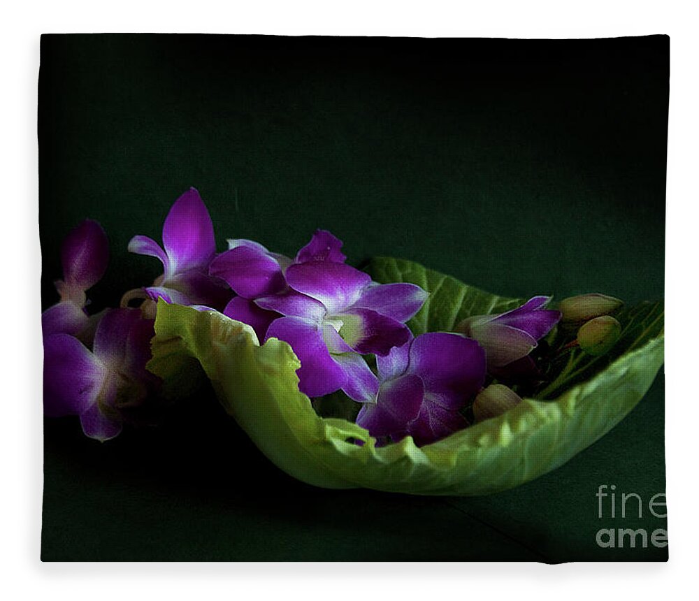Flower Fleece Blanket featuring the photograph Orchids by Eena Bo