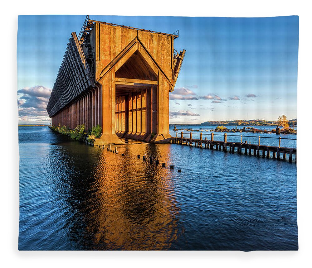 Water Fleece Blanket featuring the photograph Ore Dock by Joe Holley