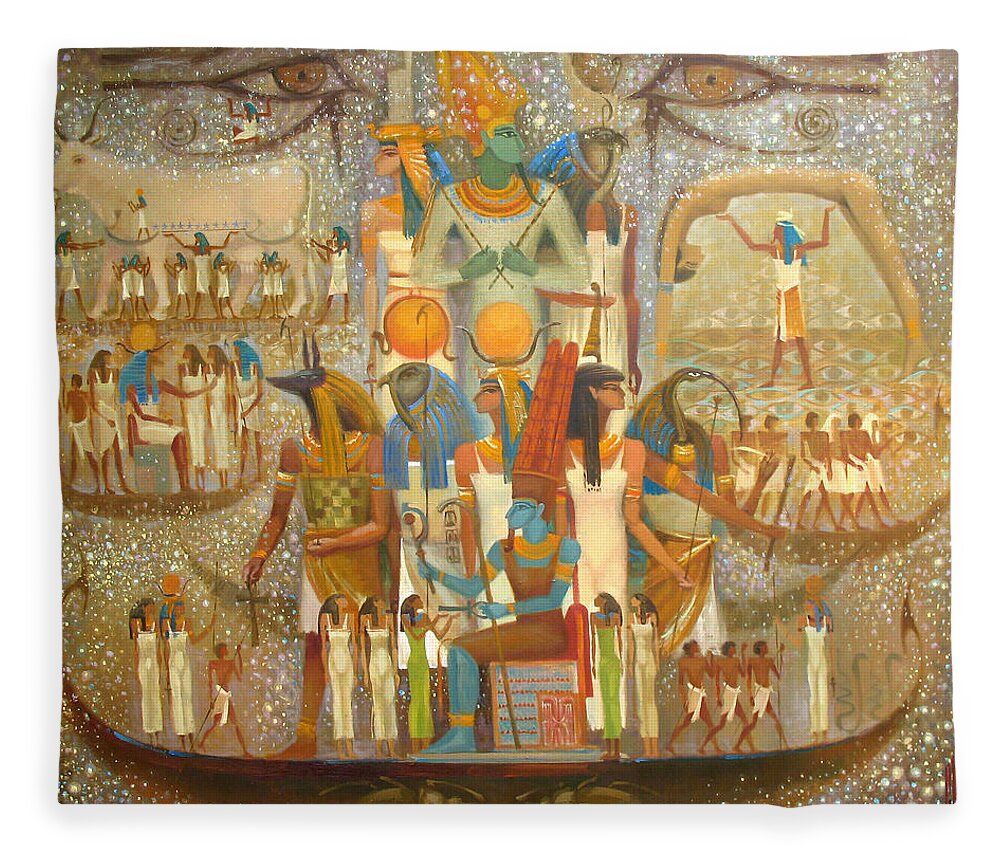 Osiris Fleece Blanket featuring the painting Osiris by Valentina Kondrashova