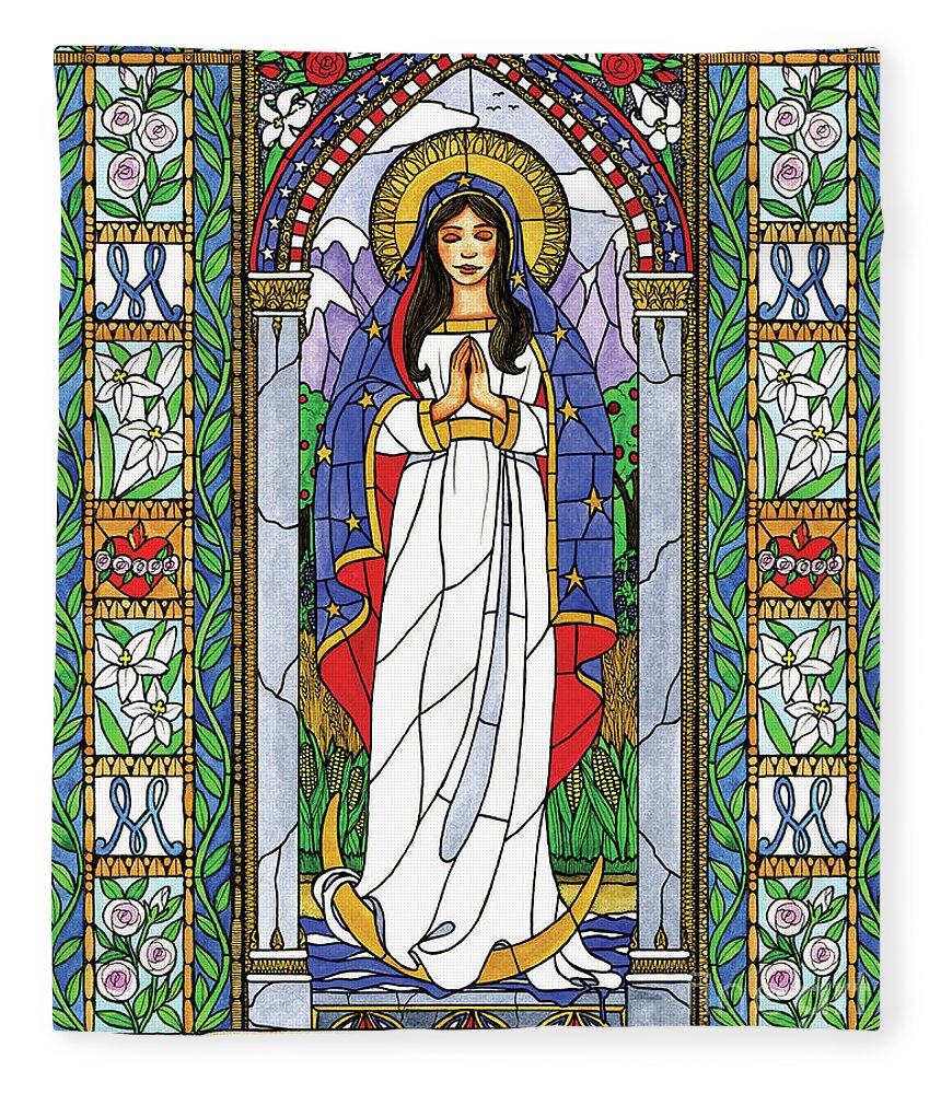 Our Lady Of The Immaculate Conception Fleece Blanket featuring the painting Our Lady of the Immaculate Conception by Brenda Nippert
