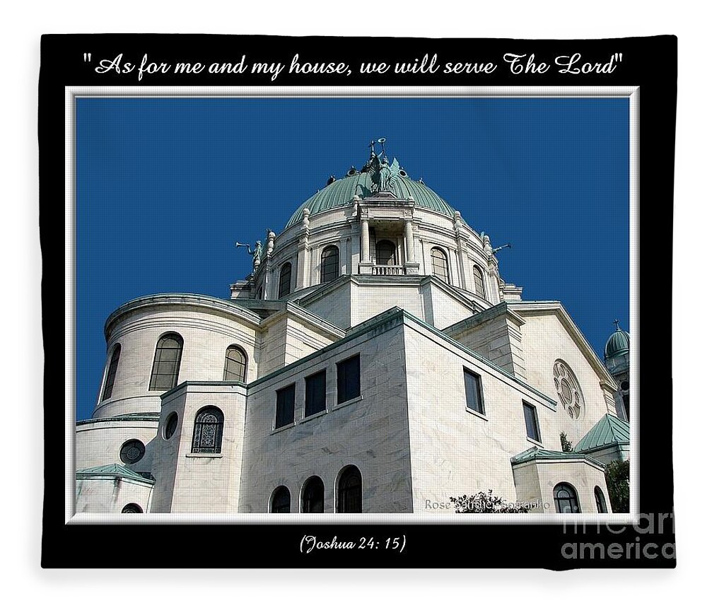 Our Lady Of Victory Basilica Fleece Blanket featuring the photograph Our Lady of Victory Basilica with Bible Quote by Rose Santuci-Sofranko