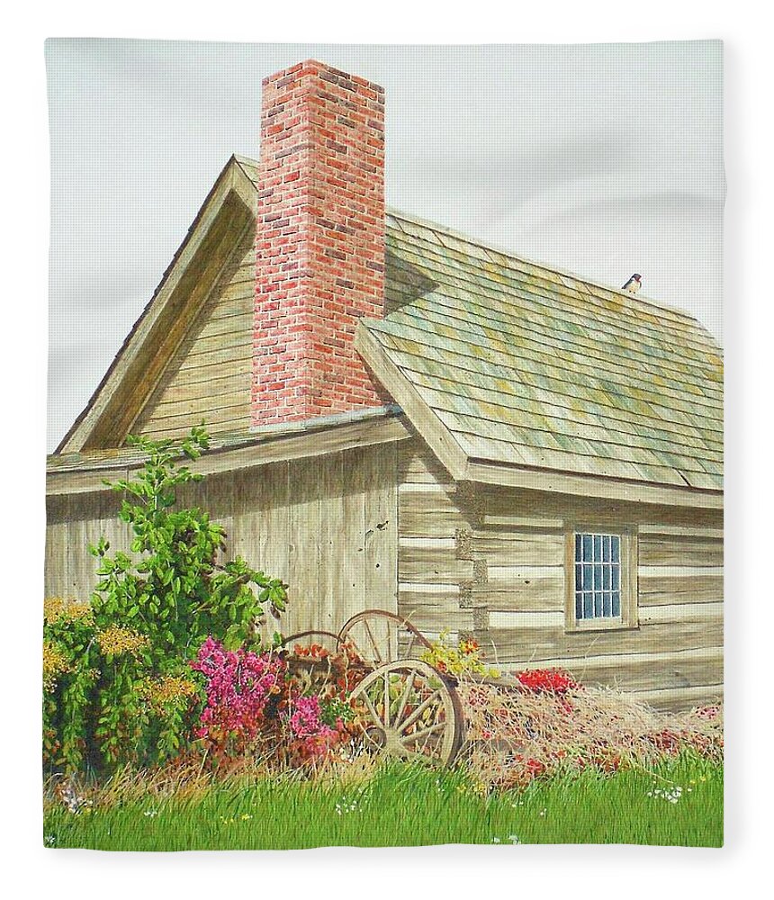 Pioneer Fleece Blanket featuring the painting Our Rural Heritage by Conrad Mieschke