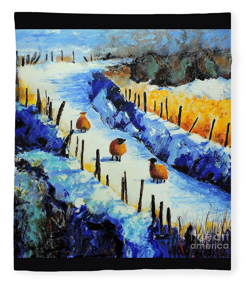 Sheep Fleece Blanket featuring the painting Out For A Stroll by Jodie Marie Anne Richardson Traugott     aka jm-ART