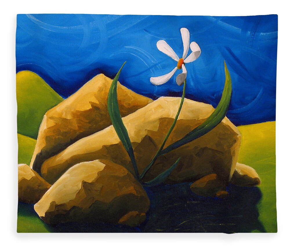Landscape Fleece Blanket featuring the painting Out From Under A Rock by Richard Hoedl