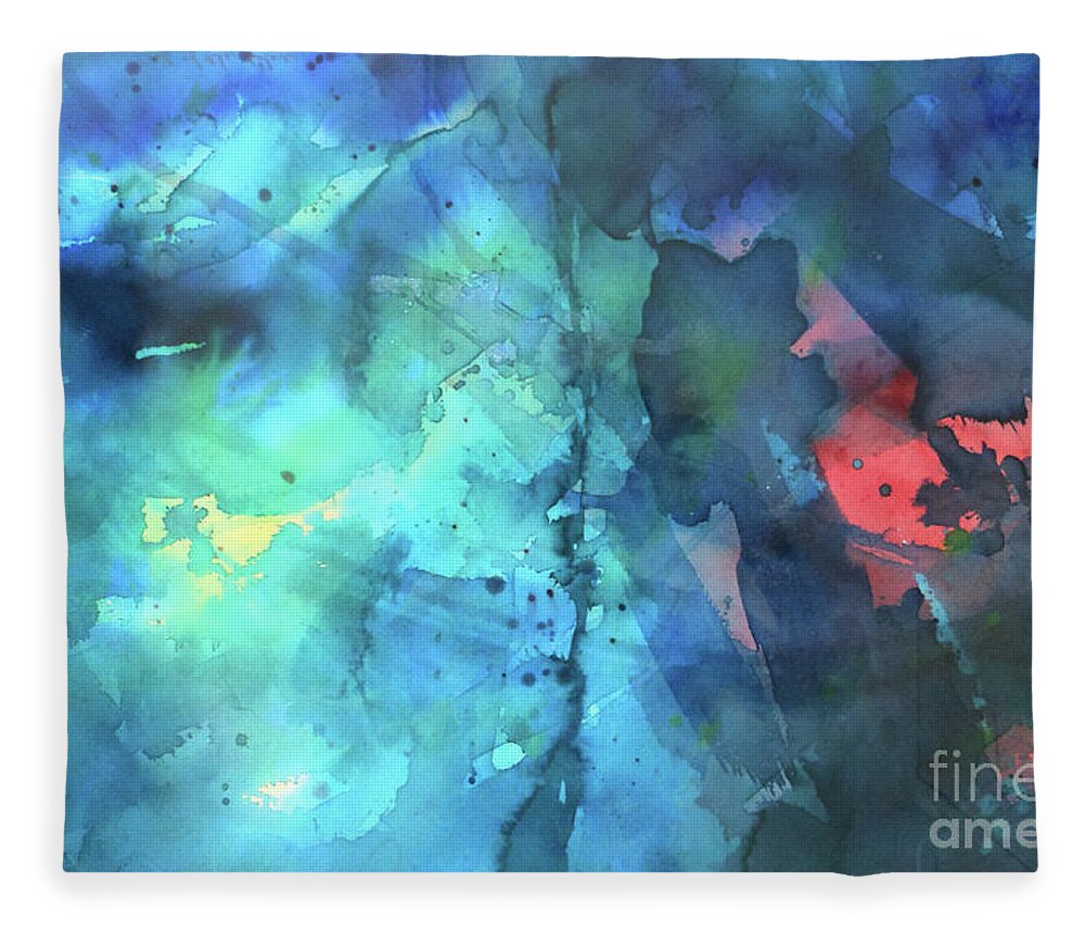 Abstract Fleece Blanket featuring the painting Out of the Blue by Lucy Arnold