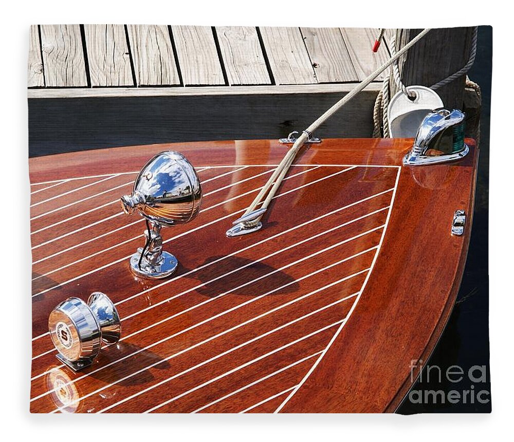 Boat Fleece Blanket featuring the photograph Outboard Runabout by Neil Zimmerman