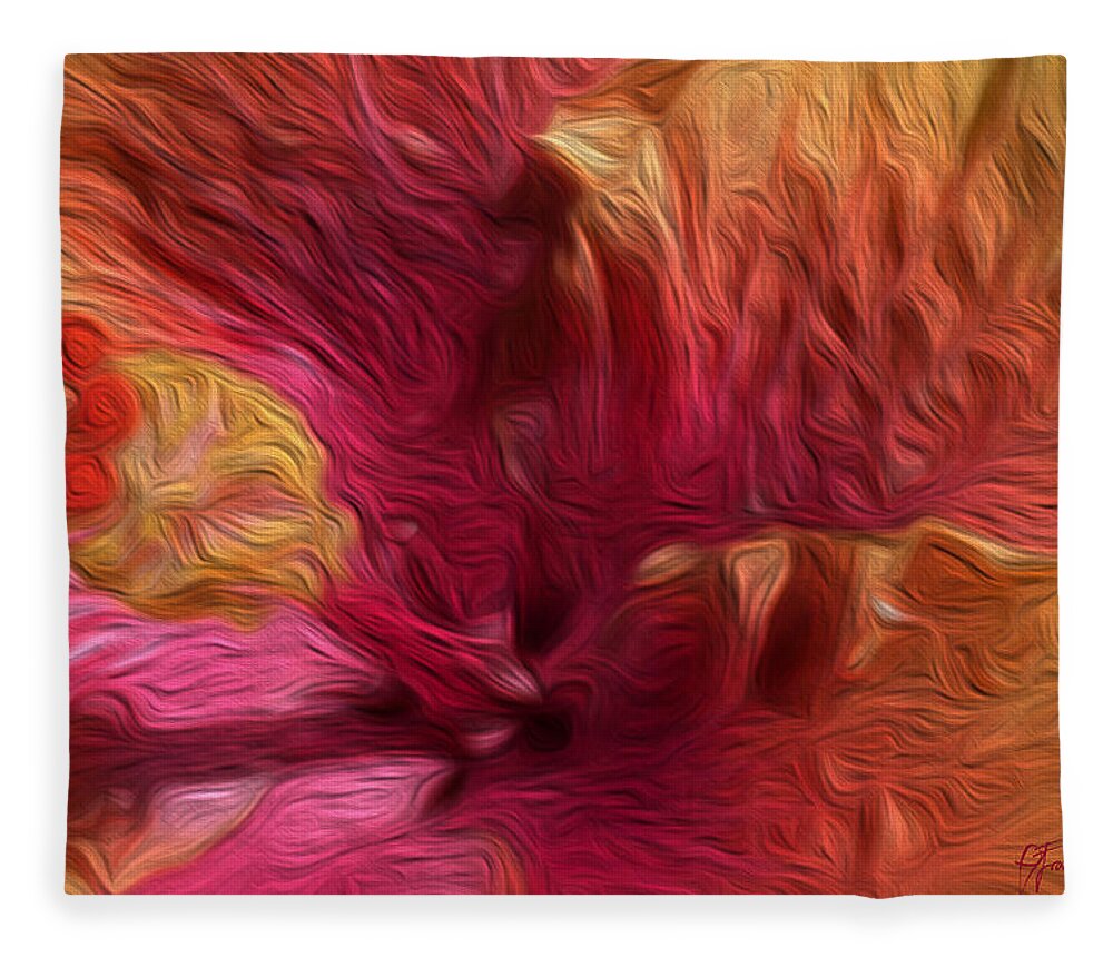 Hibiscus Fleece Blanket featuring the digital art Outside the music room by Vincent Franco