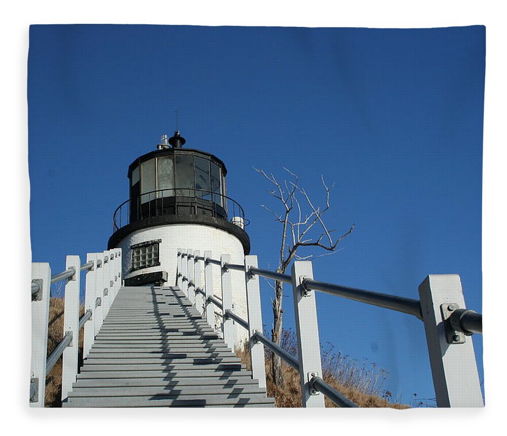 Landscape Fleece Blanket featuring the photograph Owls Head Lighthouse Winter by Doug Mills